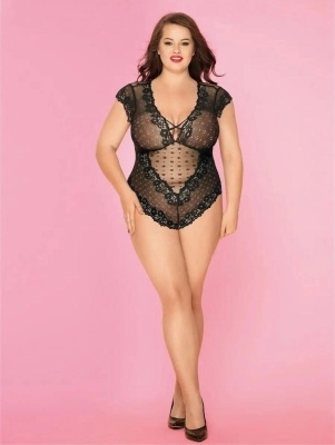 Прозрачное боди с открытой спинкой plus size